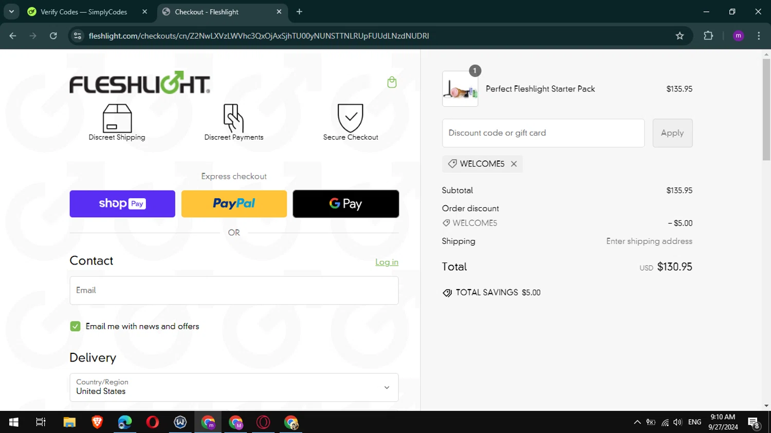 where to use Fleshlight promo code box