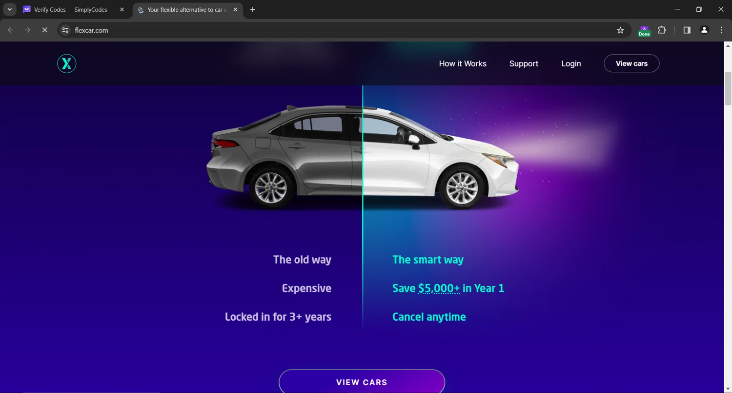 Flexcar checkout page showing Flexcar promo code box | Screenshot taken by SimplyCodes community member on Dec 12, 2023