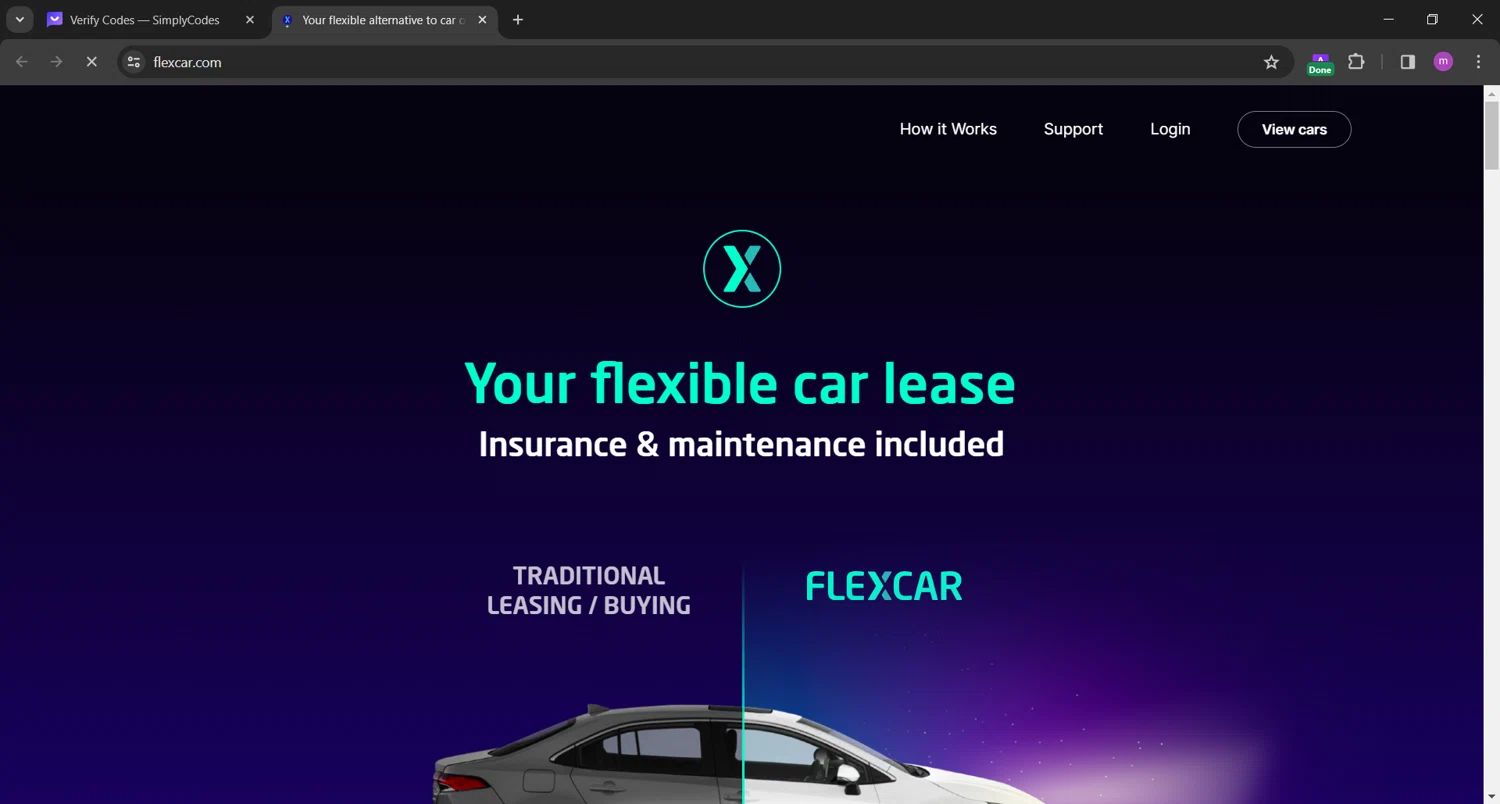 Flexcar checkout page showing Flexcar promo code box | Screenshot taken by SimplyCodes community member on Dec 8, 2023