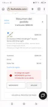 WEEKEND15 coupon verification screenshot