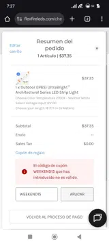 WEEKEND15 coupon verification screenshot