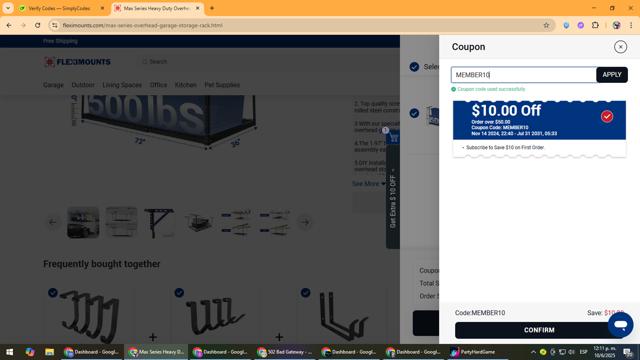 Fleximounts checkout page showing Fleximounts coupon code box | Screenshot taken by SimplyCodes community member on Jun 10, 2025
