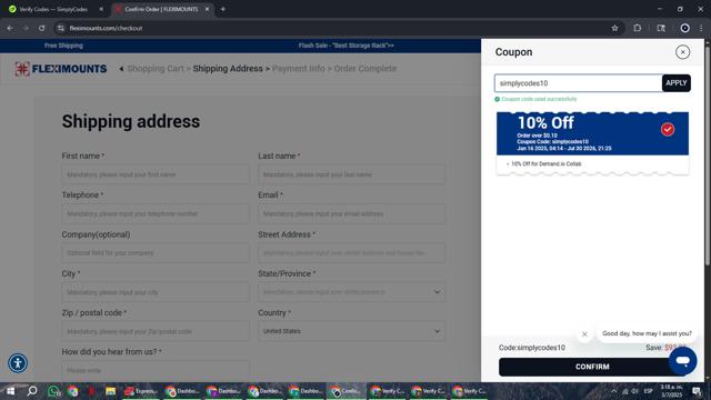 Fleximounts checkout page showing Fleximounts coupon code box | Screenshot taken by SimplyCodes community member on Jul 3, 2025