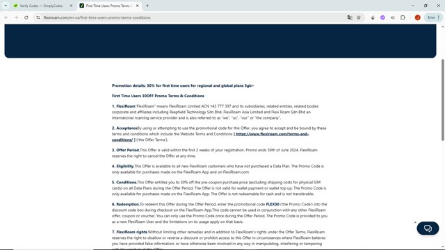 FLEXIROAM checkout page showing FLEXIROAM promo code box | Screenshot taken by SimplyCodes community member on Aug 22, 2025