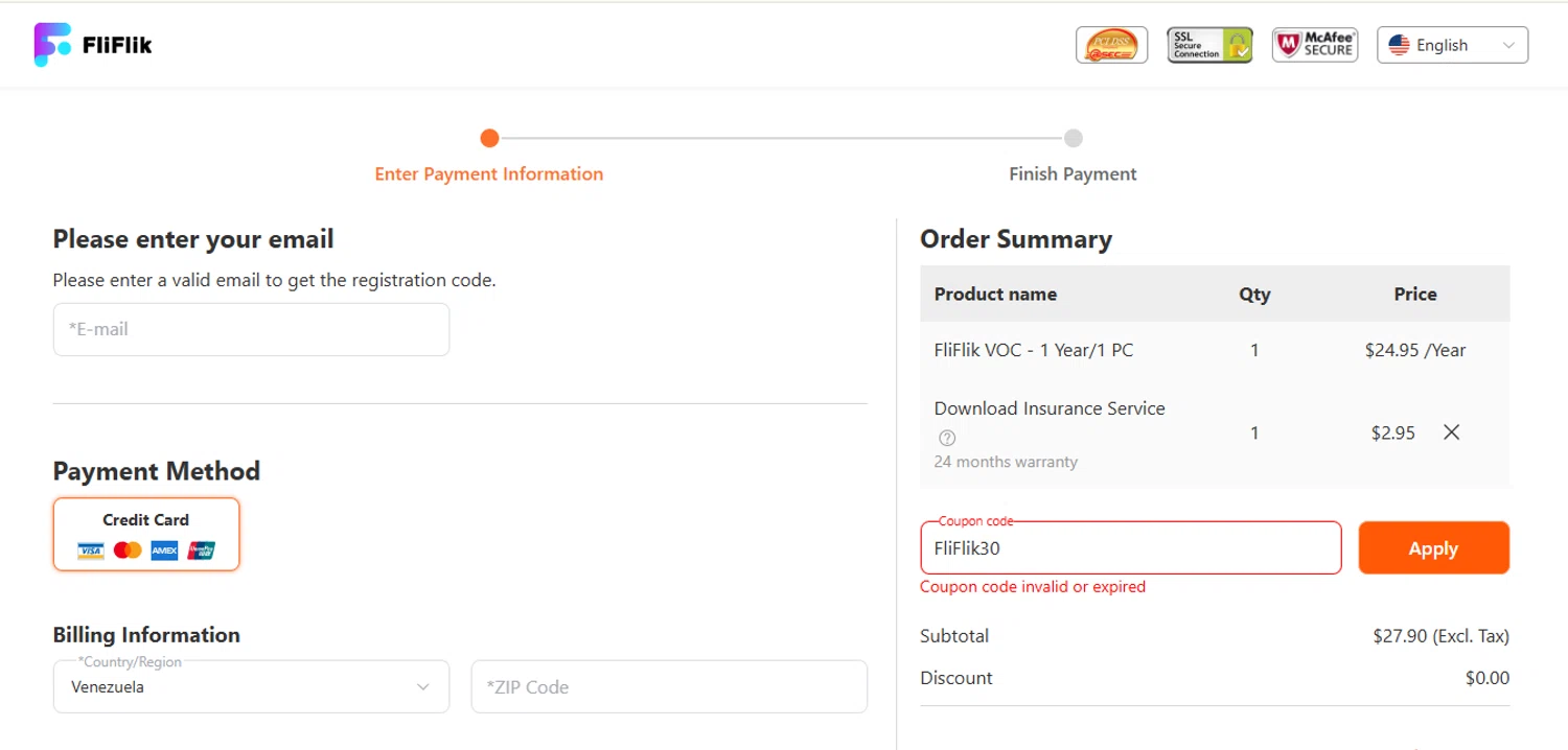FliFlik promo code screenshot showing code FliFlik30 applied at FliFlik checkout page. Uploaded by SimplyCodes community member LukaModric10 on Jun 1, 2025
