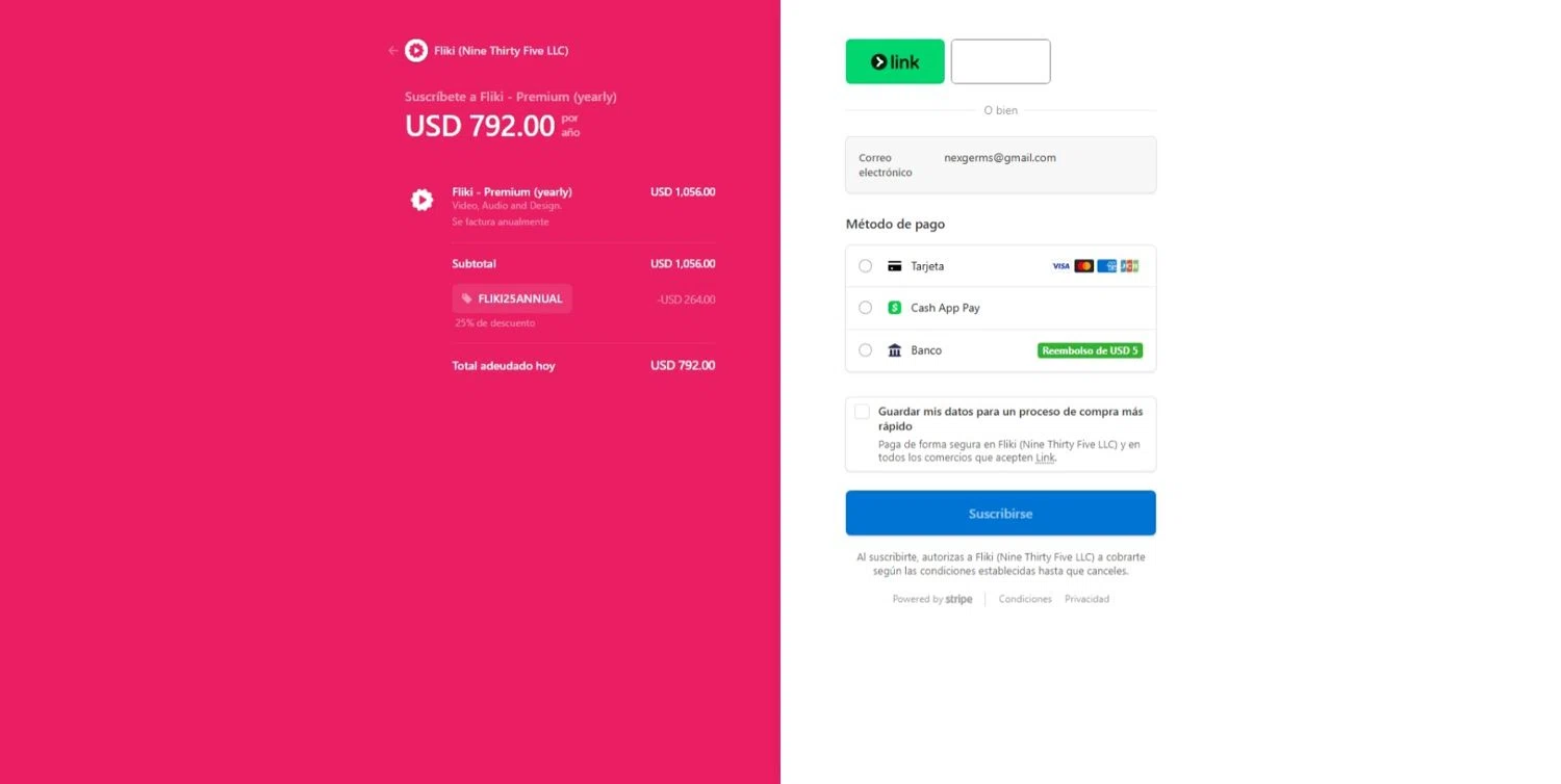 Fliki promo code screenshot showing code FLIKISUMMER50 applied at Fliki checkout page. Uploaded by SimplyCodes community member DealEagle3415 on Oct 3, 2025
