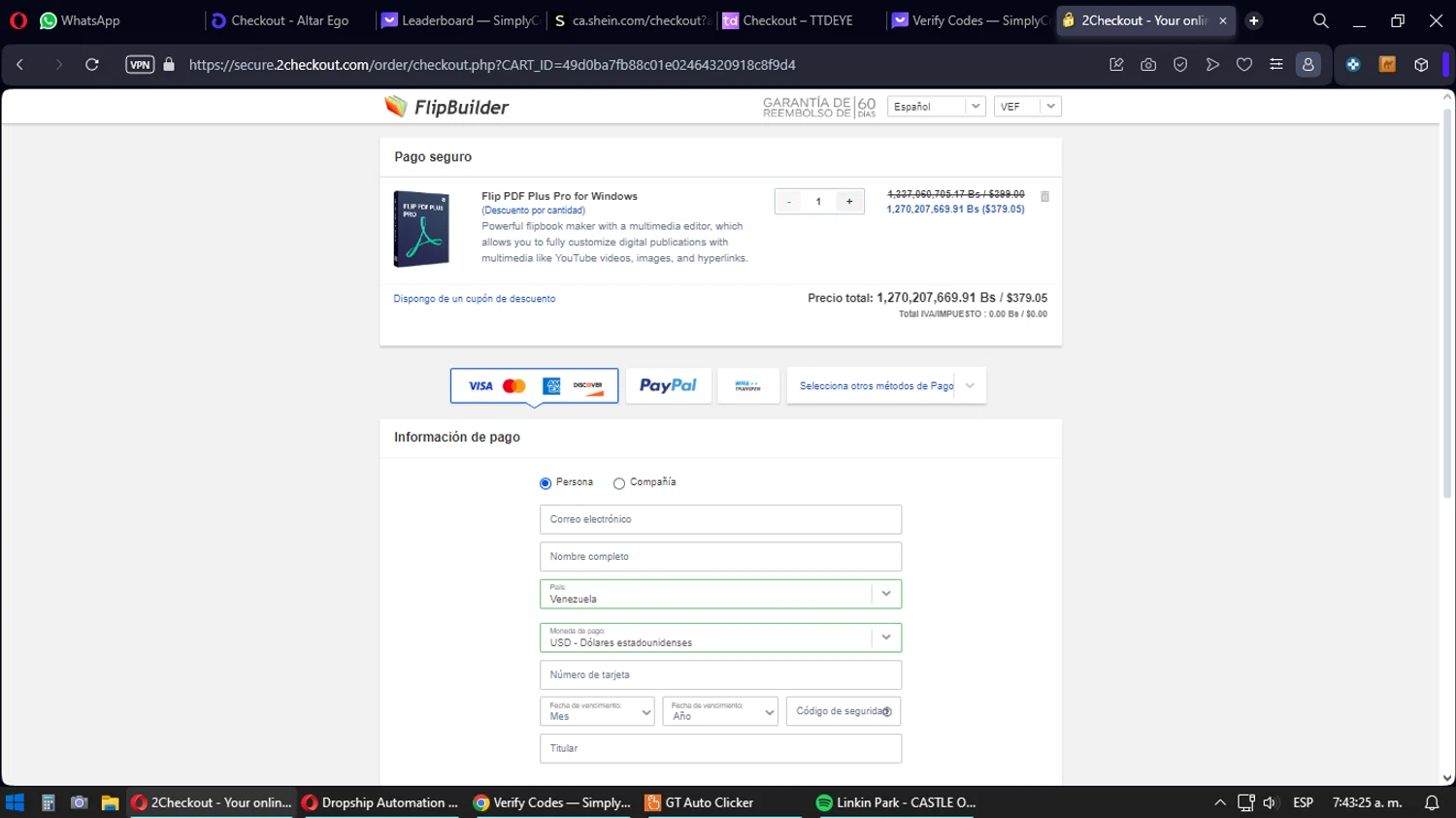 FlipBuilder checkout page showing FlipBuilder coupon code box | Screenshot taken by SimplyCodes community member on Dec 26, 2023