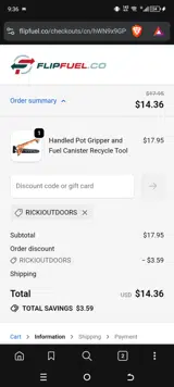 RICKIOUTDOORS coupon verification screenshot