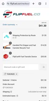 Yukon20 coupon verification screenshot