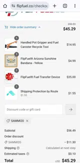 SAMMI20 coupon verification screenshot