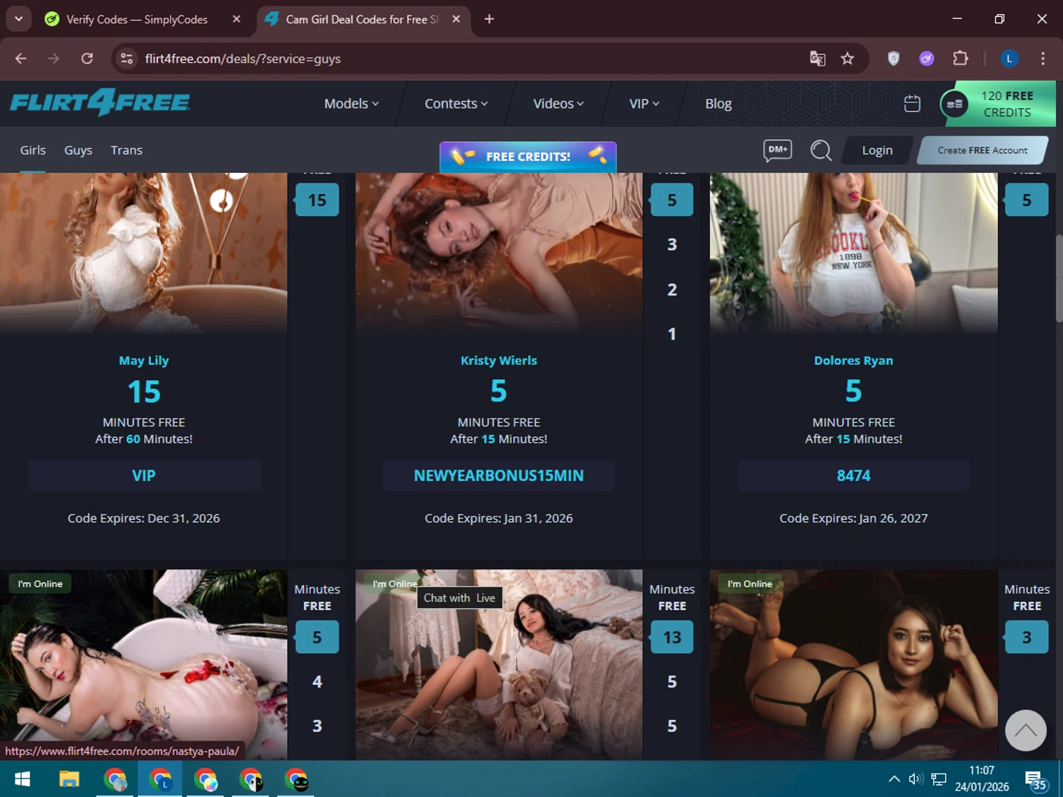 Flirt4Free promo code screenshot showing code VIP applied at Flirt4Free checkout page. Uploaded by SimplyCodes community member LegendaryLegend5536 on Jan 24, 2026