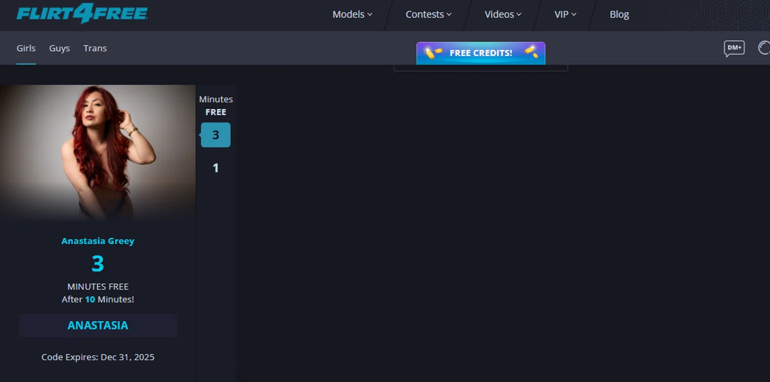 Flirt4Free promo code screenshot showing code Anastasia applied at Flirt4Free checkout page. Uploaded by SimplyCodes community member DealPilot7721 on Dec 28, 2025