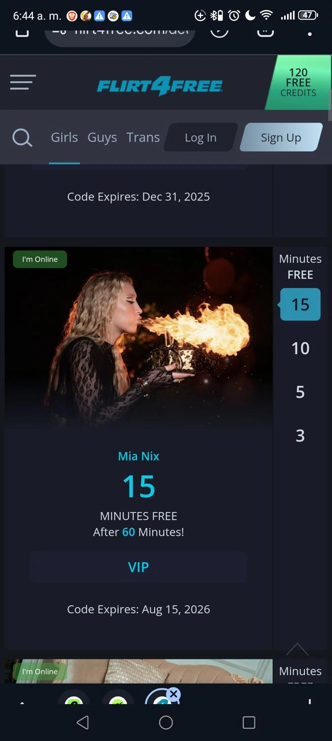 Flirt4Free promo code screenshot showing code VIP applied at Flirt4Free checkout page. Uploaded by SimplyCodes community member George09 on Dec 26, 2025