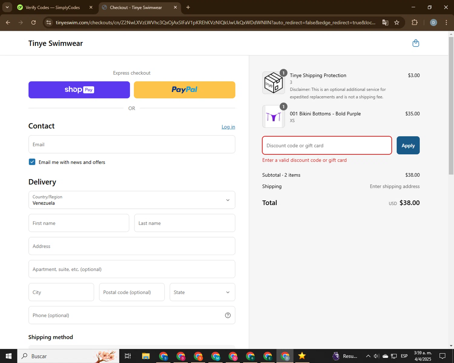 Florida Notary Service promo code screenshot showing code SAVE20 applied at Florida Notary Service checkout page. Uploaded by SimplyCodes community member CrownBoss9623 on Apr 4, 2025
