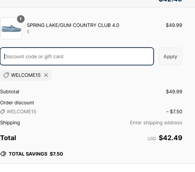 Floafers checkout page showing Floafers promo code box | Screenshot taken by SimplyCodes community member on Mar 15, 2025