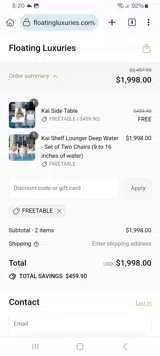 FREETABLE coupon verification screenshot