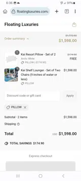 PILLOW coupon verification screenshot