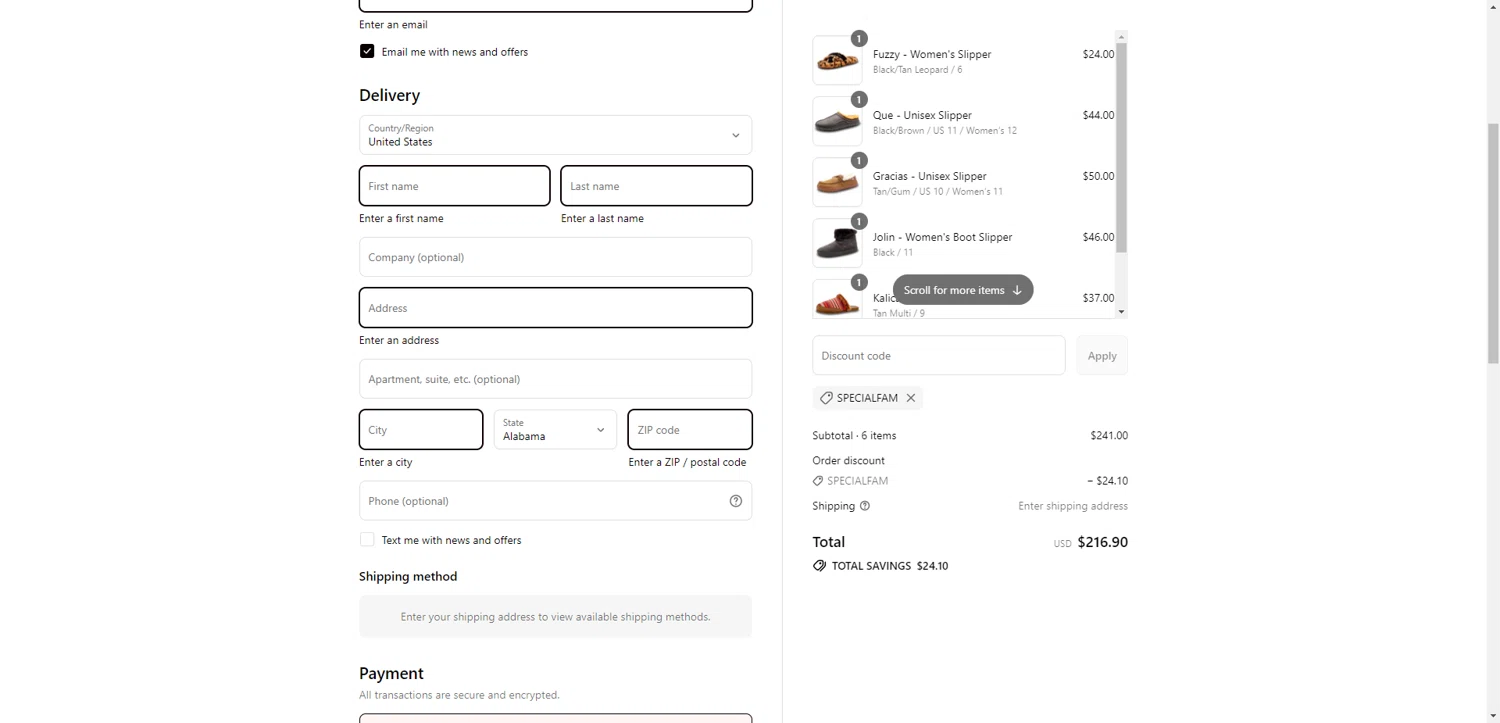 Flojos discount code screenshot showing code SpecialFam applied at Flojos checkout page. Uploaded by SimplyCodes community member SilverChaser3269 on Aug 10, 2025