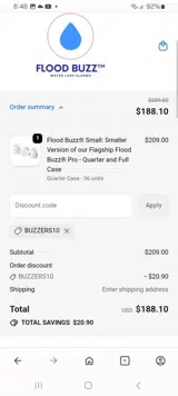 BUZZERS10 coupon verification screenshot
