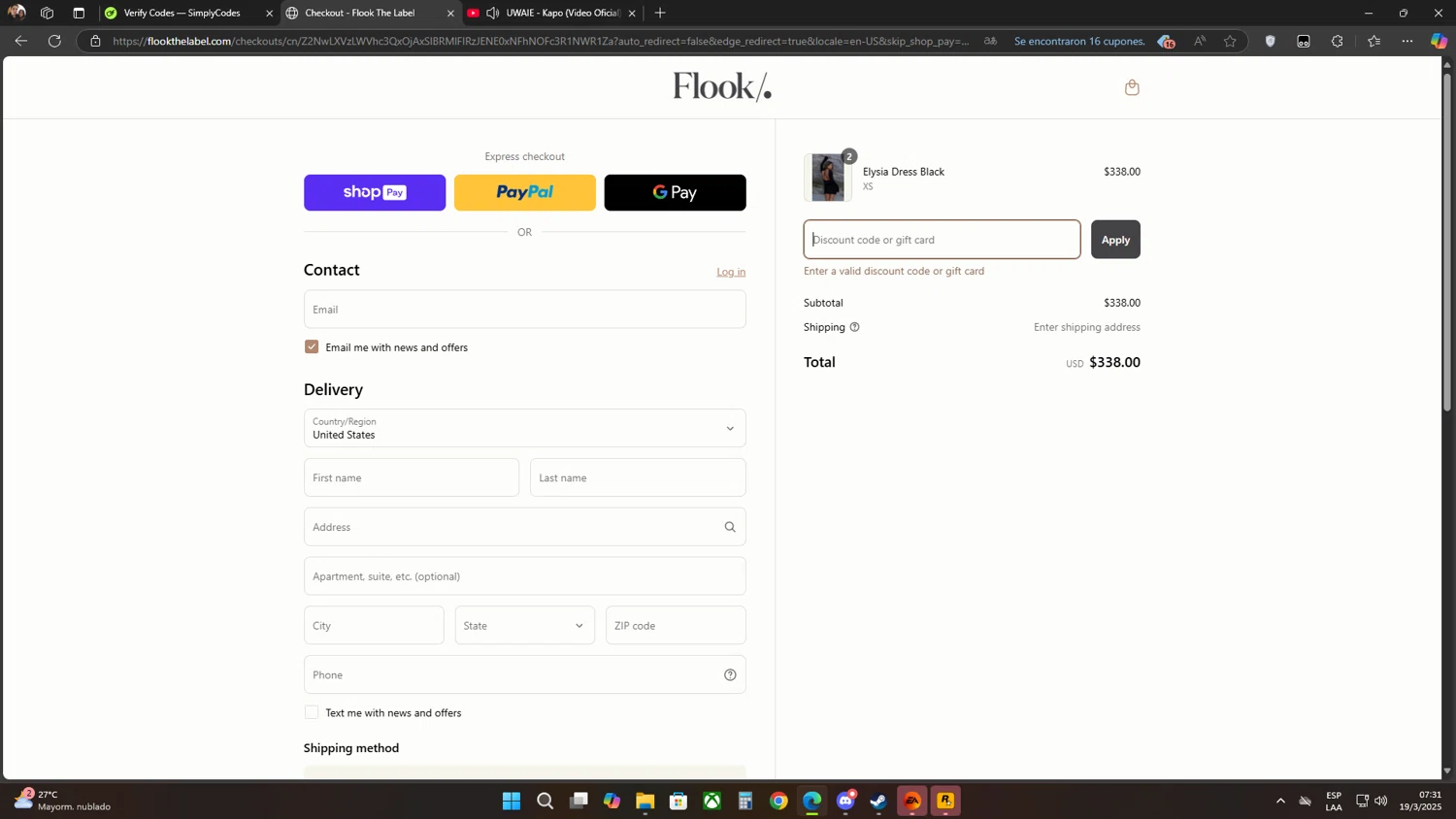 Flook The Label promo code screenshot showing code LOVEFLOOK30 applied at Flook The Label checkout page. Uploaded by SimplyCodes community member Flores on Mar 19, 2025
