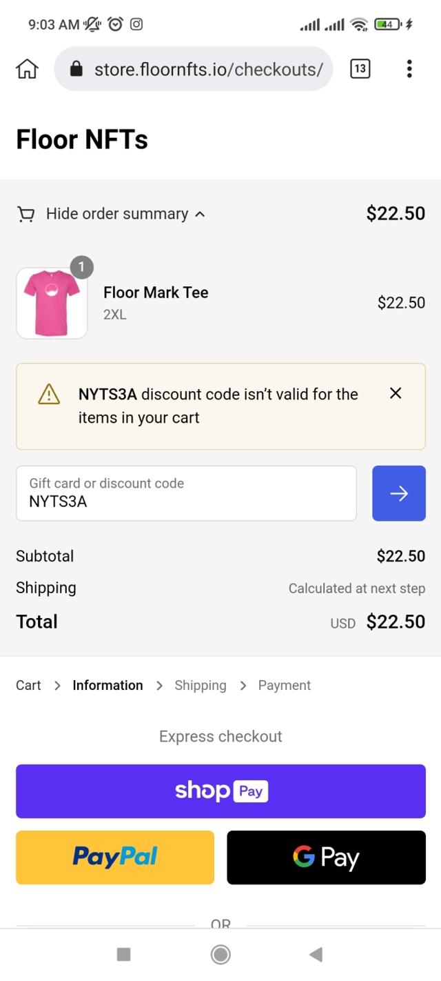 Floor checkout page showing Floor promo code box | Screenshot taken by SimplyCodes community member on Jul 24, 2023