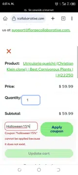 Halloween15% coupon verification screenshot
