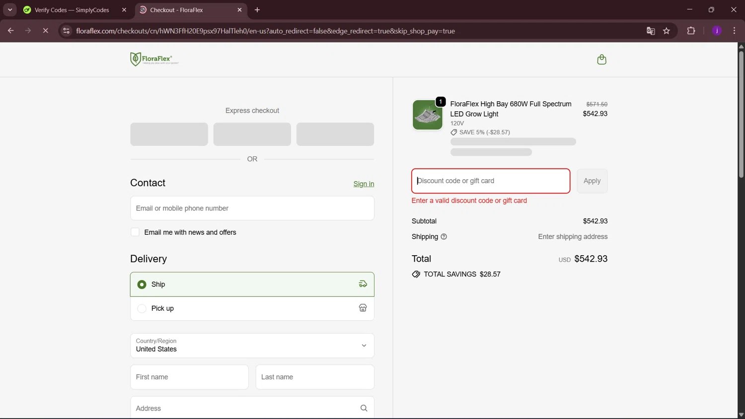 Flora Flex promo code screenshot showing code Highigan applied at Flora Flex checkout page. Uploaded by SimplyCodes community member MagnificentSleuth912 on Sep 22, 2025