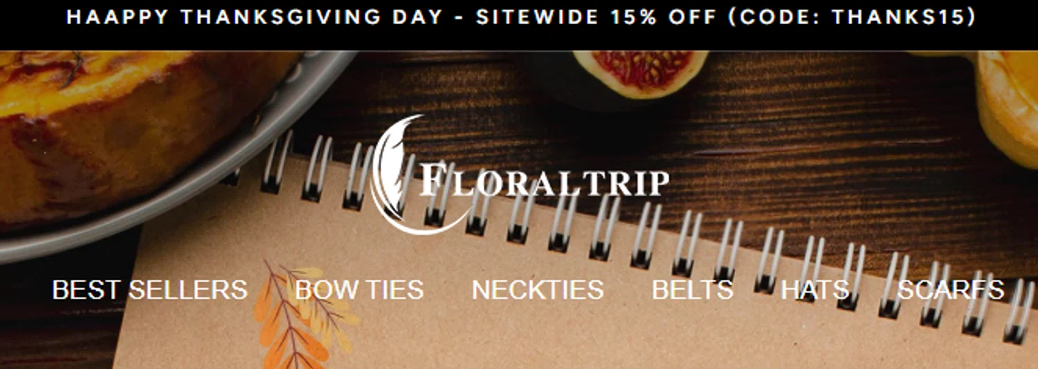 FloralTrip promo code screenshot showing code THANKS15 applied at FloralTrip checkout page. Uploaded by SimplyCodes community member aumentadax10 on Nov 3, 2025