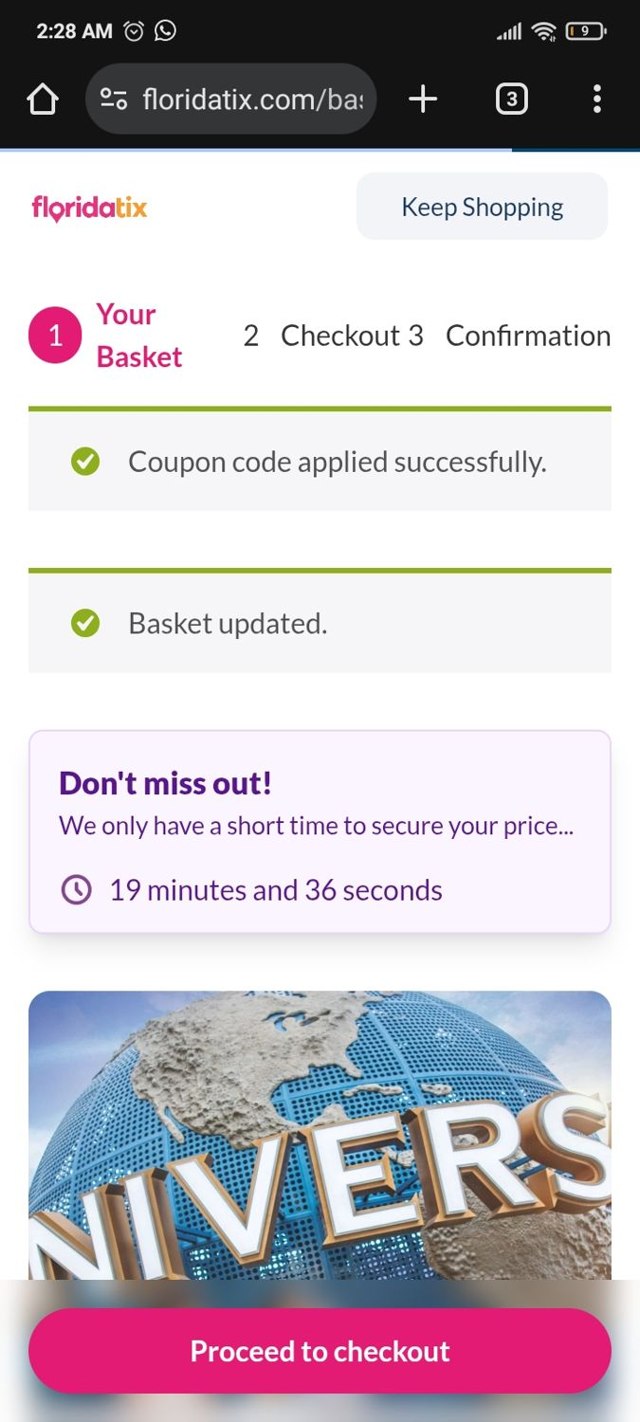 FloridaTix checkout page showing FloridaTix discount code box | Screenshot taken by SimplyCodes community member on Aug 1, 2025