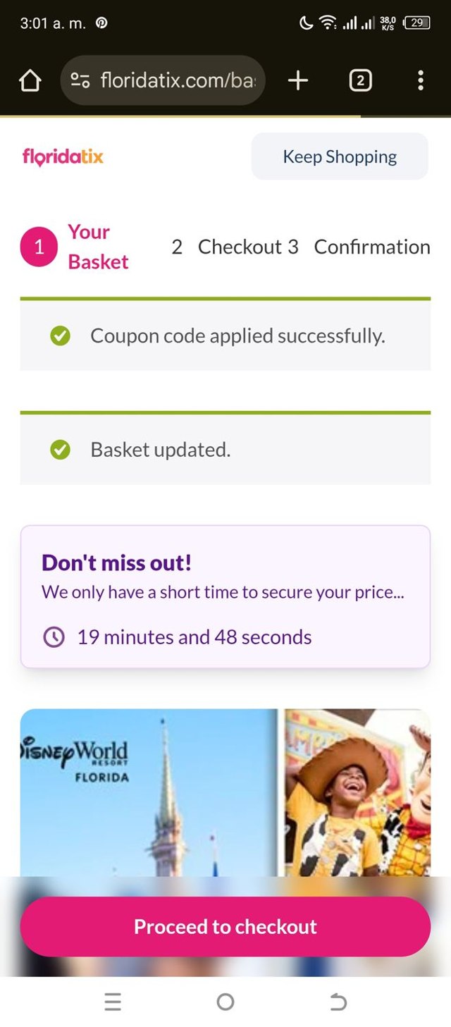 FloridaTix checkout page showing FloridaTix discount code box | Screenshot taken by SimplyCodes community member on Jul 24, 2025
