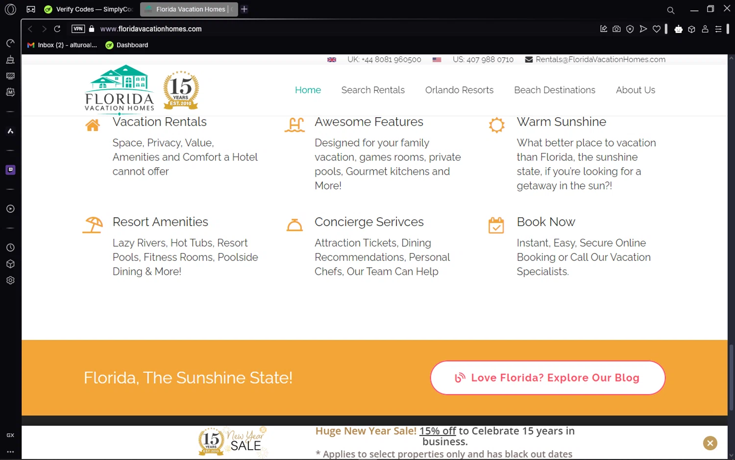 Florida Vacation Homes promo code screenshot showing code SUMMER30 applied at Florida Vacation Homes checkout page. Uploaded by SimplyCodes community member CleverSage7079 on Jan 29, 2025