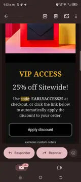 EARLYACCESS25 coupon verification screenshot