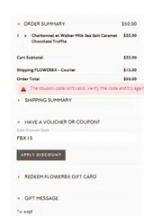 FBX15 coupon verification screenshot