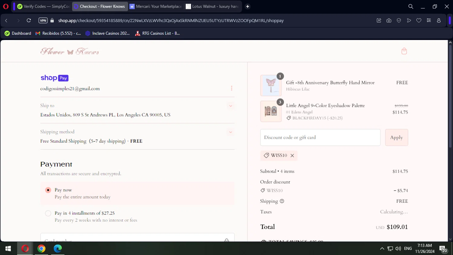 where to use Flower Knows promo code box