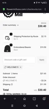 Flower Mill coupon verification screenshot