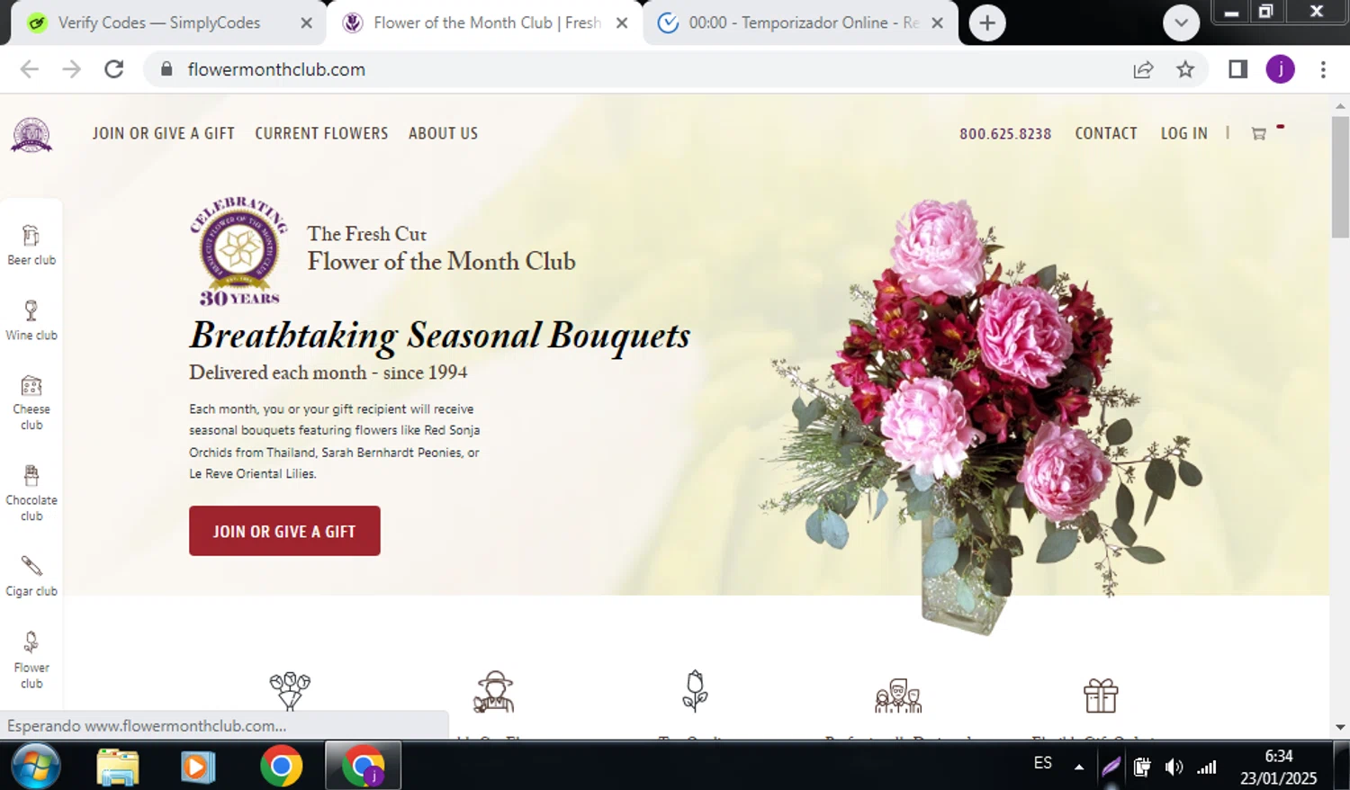 Flower of the Month Club promo code screenshot showing code MDAY10 applied at Flower of the Month Club checkout page. Uploaded by SimplyCodes community member QuestScholar4095 on Jan 23, 2025