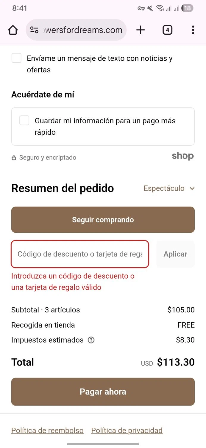 Flowers For Dreams discount code screenshot showing code GoodFriday applied at Flowers For Dreams checkout page. Uploaded by SimplyCodes community member FortunateMaestro8143 on Oct 29, 2025