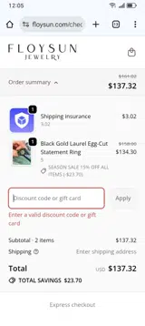 BlackGold20 coupon verification screenshot