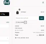 WELCOME20 coupon verification screenshot