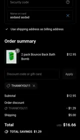 thankyou11 coupon verification screenshot