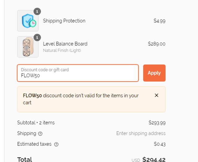 Fluidstance checkout page showing Fluidstance promo code box | Screenshot taken by SimplyCodes community member on Dec 16, 2024