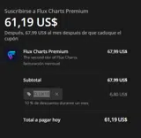 Flux Charts coupon verification screenshot