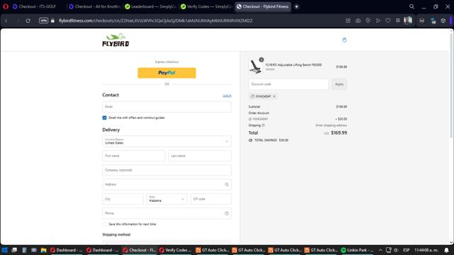 Flybird Fitness checkout page showing Flybird Fitness discount code box | Screenshot taken by SimplyCodes community member on Jul 9, 2024