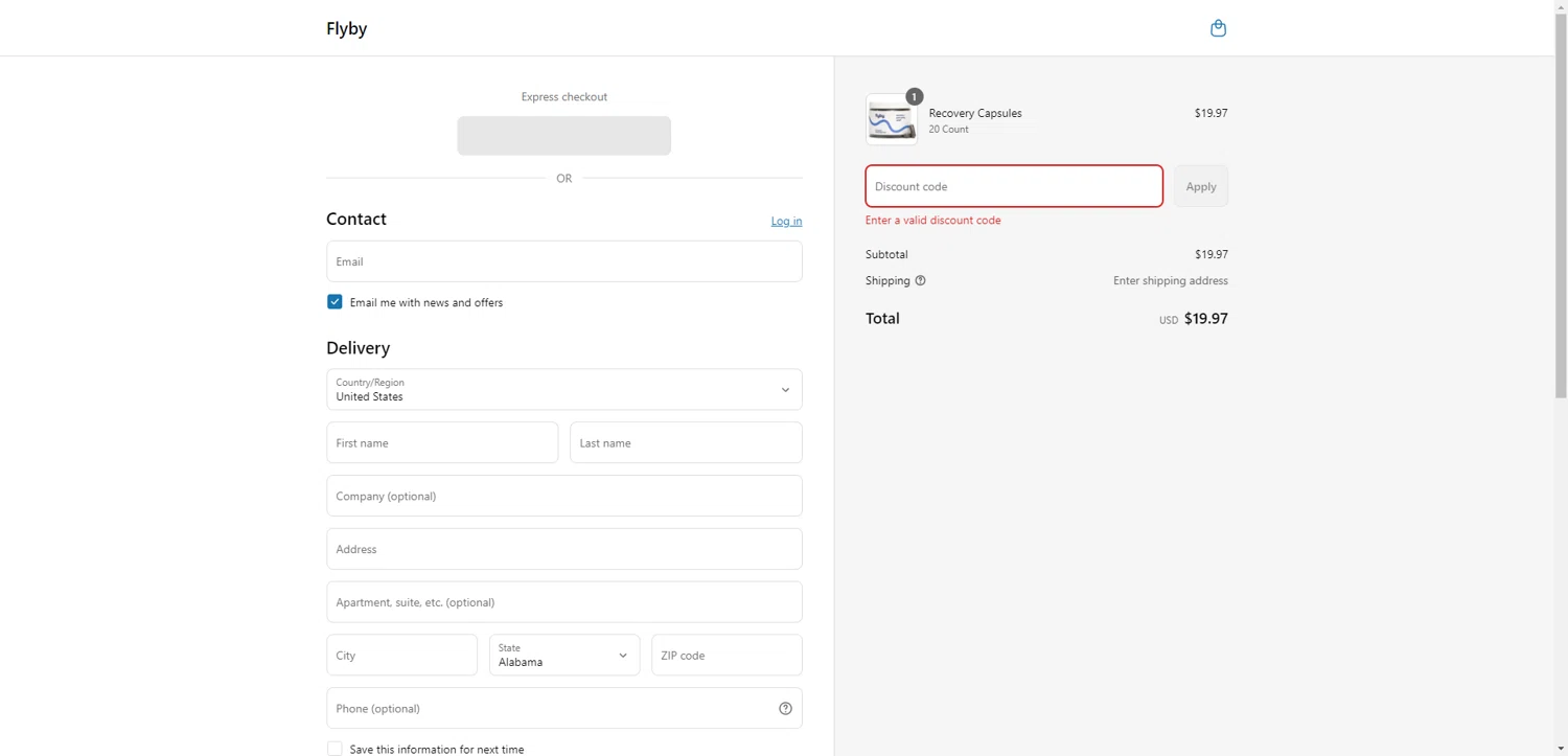 Flyby coupon code screenshot showing code PROMO10 applied at Flyby checkout page. Uploaded by SimplyCodes community member CashSentinel5495 on May 11, 2025