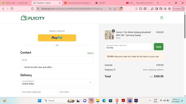 FlyCity Mall checkout page showing FlyCity Mall promo code box | Screenshot taken by SimplyCodes community member on Sep 16, 2025