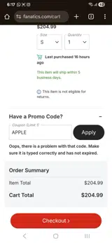 Philadelphia Flyers coupon verification screenshot