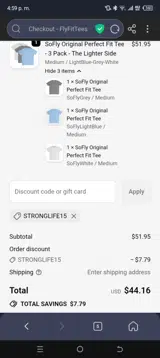 stronglife15 coupon verification screenshot