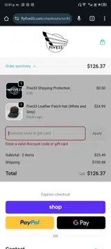 FlyFive33 coupon verification screenshot