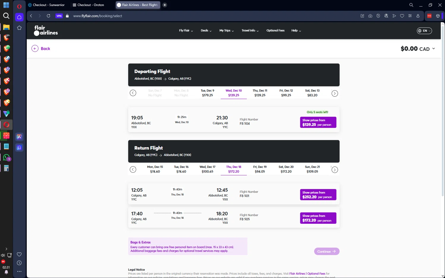 Flair Airlines promo code screenshot showing code 75PROMO applied at Flair Airlines checkout page. Uploaded by SimplyCodes community member SilentNova8472 on Dec 9, 2025