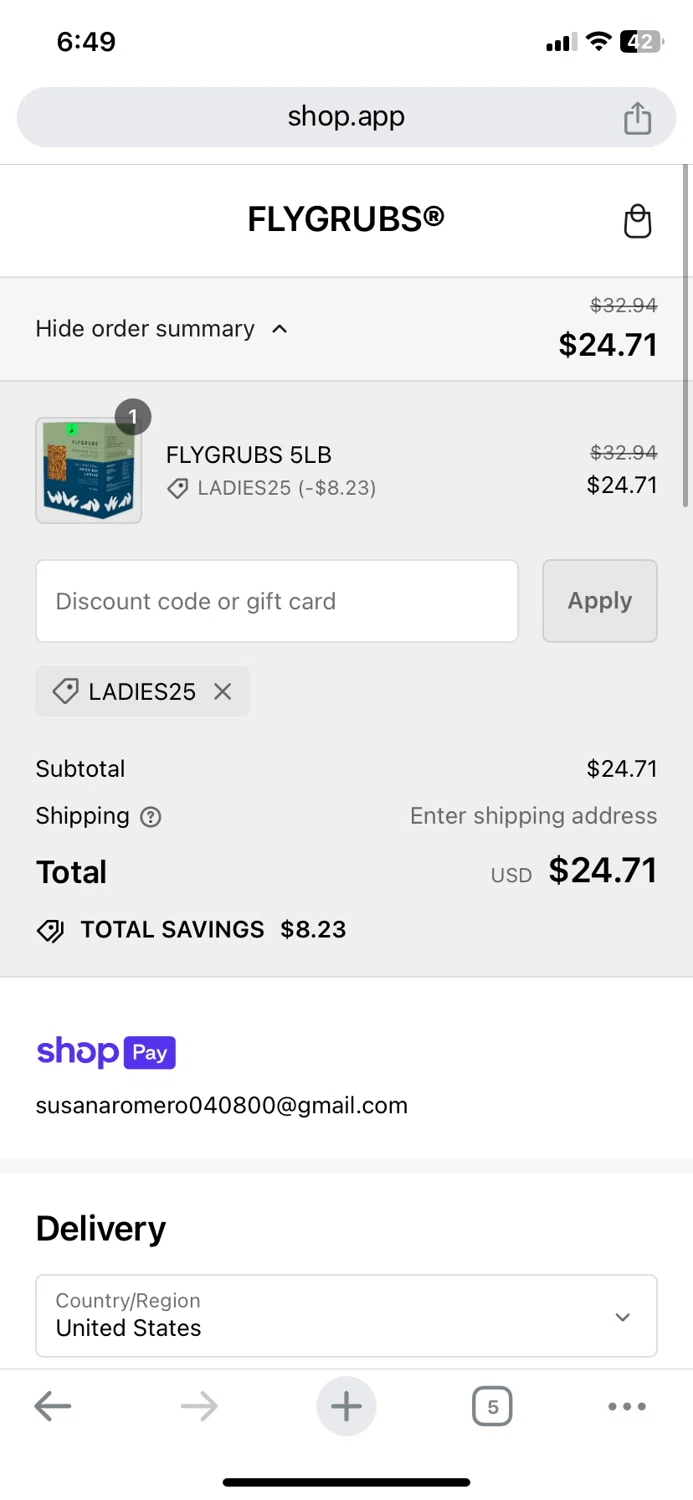 where to use Flygrubs promo code box